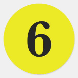 Nummer 6 Planung einfach 6 gelb schwarz Runder Aufkleber