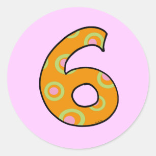Nummer 6 runder aufkleber
