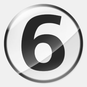 Nummer 6 Schwarzer Aufkleber