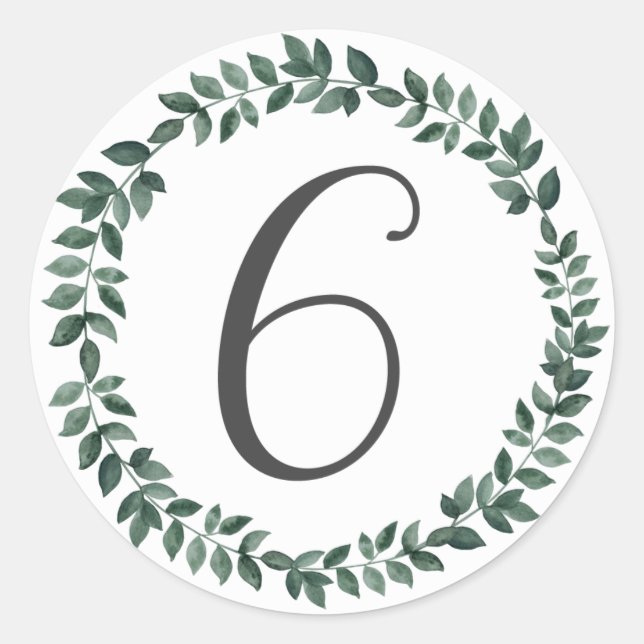 Nummer 6 Sechs Monogramm Minimalistischer botanisc Runder Aufkleber (Vorderseite)