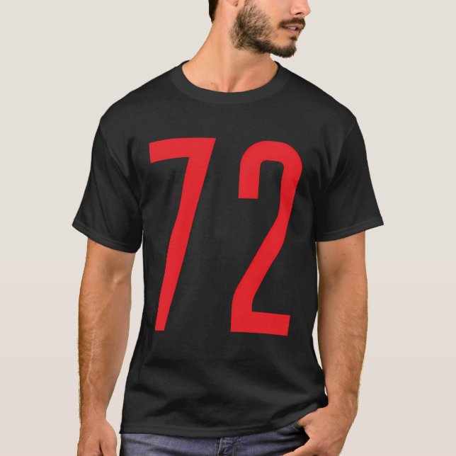 Nummer 72 Red Sports Fan Jersey T-Shirt (Vorderseite)
