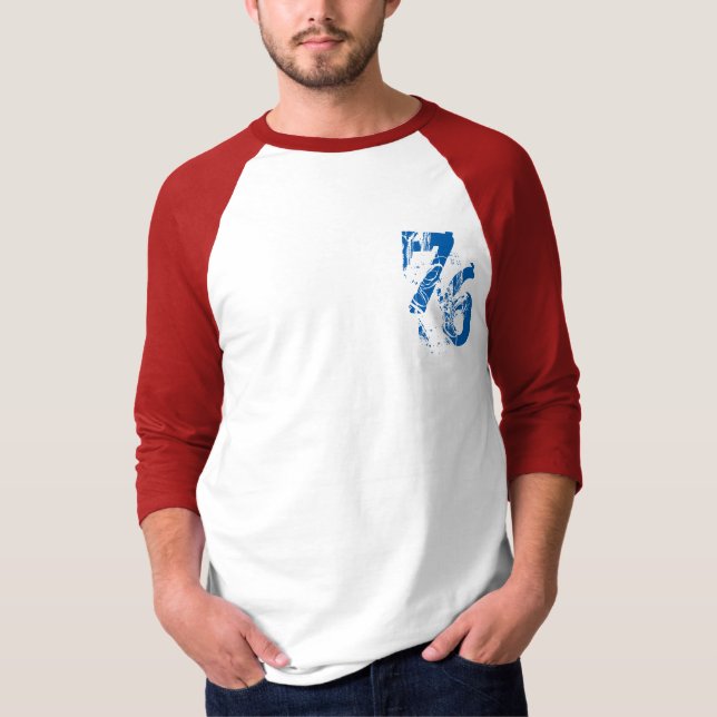 Nummer-76 T - Shirt Design Rot-Blau USA (Vorderseite)