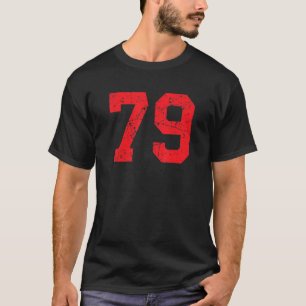 Nummer #79 Sports Jersey Red Distressed Vintag Lu T-Shirt