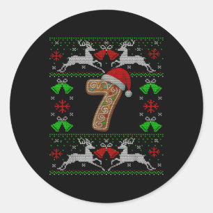 Nummer 7 67 Meme Lustiger hässlicher Xmas Weihnach Runder Aufkleber
