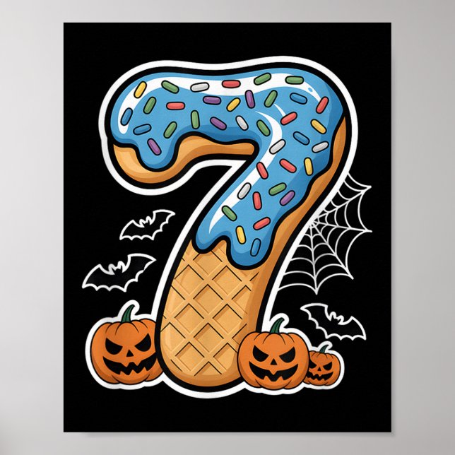 Nummer 7 Eiscreme Sieben Halloween Kürbis Männer F Poster (Vorne)