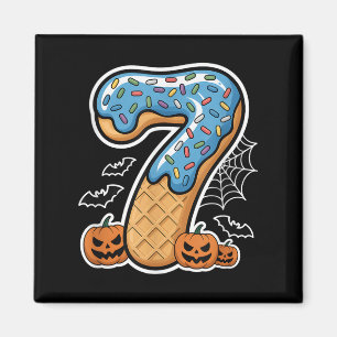 Nummer 7 Eiscreme Sieben Halloween Kürbismänner Fr Magnet