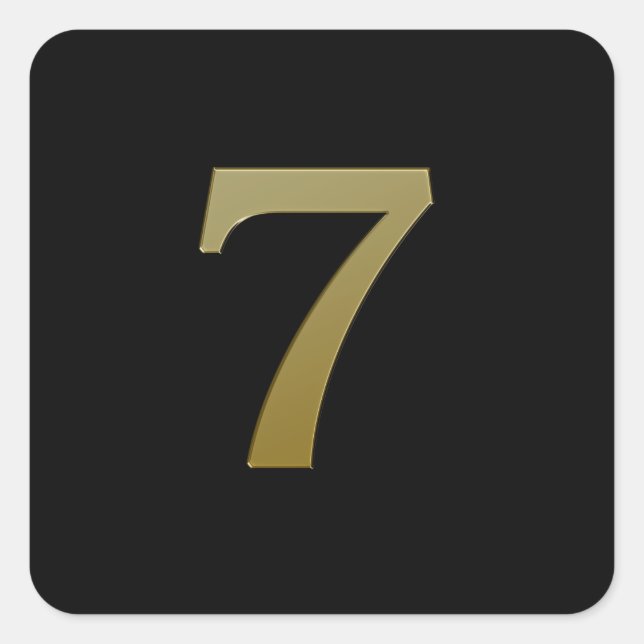 Nummer 7 Gold Quadratischer Aufkleber (Vorderseite)