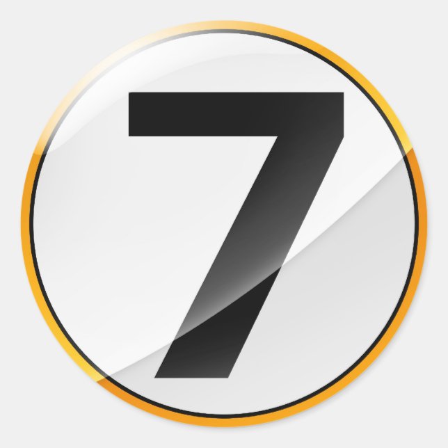 Nummer 7 Gold Runder Aufkleber (Vorderseite)