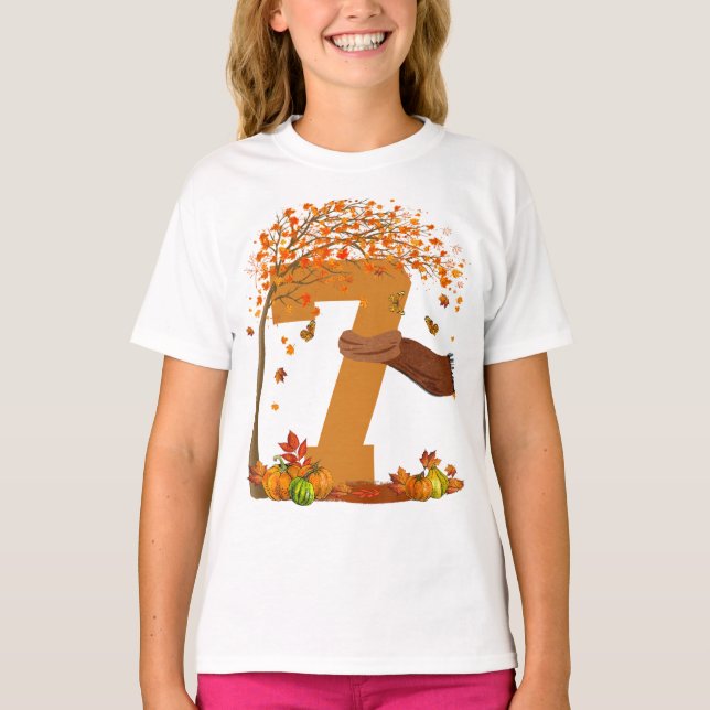 Nummer 7 Herbst Erntedank Thema 7 Jahre alt T-Shirt (Vorderseite)