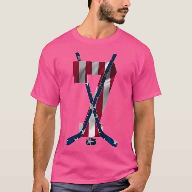 Nummer 7 Jahre Eishockey 7. Geburtstag T-Shirt (Vorderseite)
