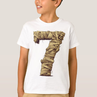 Nummer 7 Mama Halloween Thema 7 Jahre alte Kinder T-Shirt