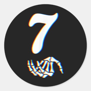Nummer 7 Matching 67 Meme Skeletthand Halloween Runder Aufkleber