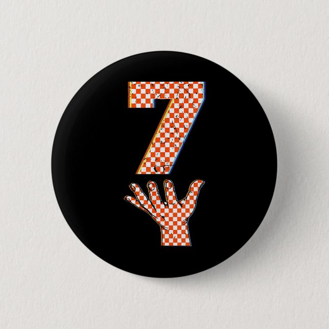 Nummer 7 passend 67 Meme Kariert Halloween Kostüm Button (Vorderseite)