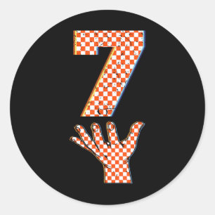 Nummer 7 passend 67 Meme Kariert Halloween-Kostüm Runder Aufkleber
