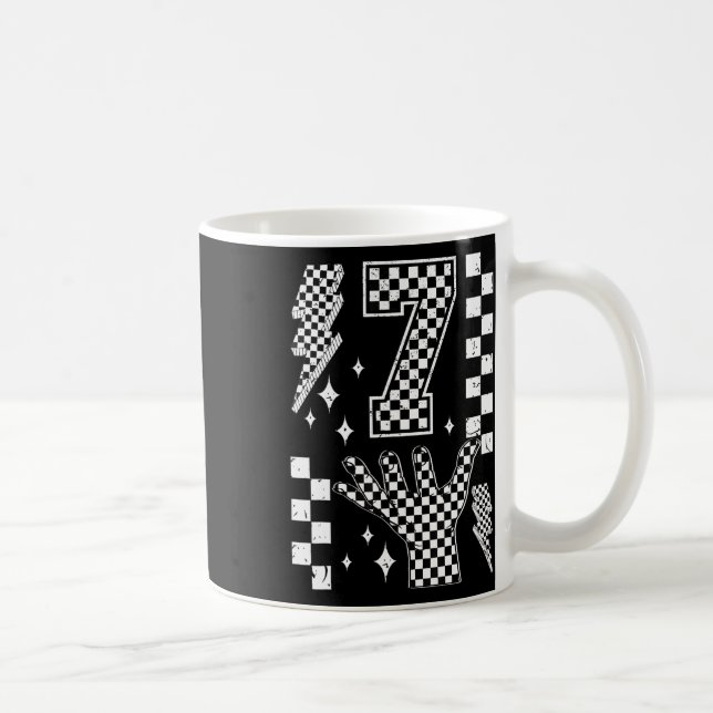 Nummer 7 passend 67 Meme kariertes Kostüm Kinder _ Kaffeetasse (Rechts)