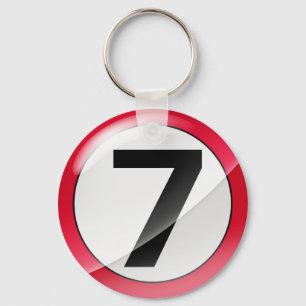 Nummer 7 rote Schlüsselkette Schlüsselanhänger