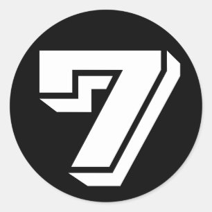 Nummer 7 Sieben Vineta-Nummern von Janz Black Runder Aufkleber
