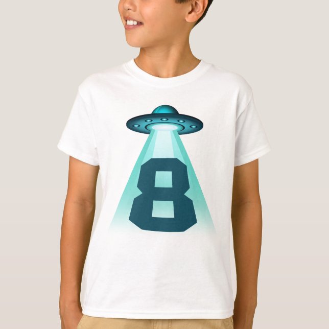 Nummer 8 Entführung Thema UFO Alien 8 Jahre Jungen T-Shirt (Vorderseite)