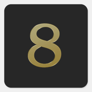Nummer 8 Gold Quadratischer Aufkleber