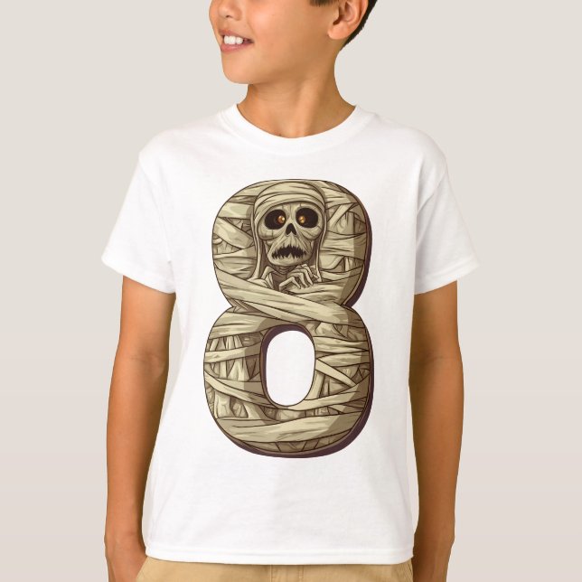 Nummer 8 Mama Halloween Thema 8 Jahre alte Kinder T-Shirt (Vorderseite)