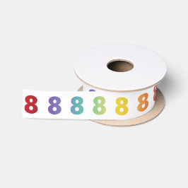 Nummer 8 Rainbow Colors Ribbon Satinband