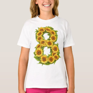 Nummer 8 Sonnenblumen Thema 8 Jahre Alte Kinder Mä T-Shirt
