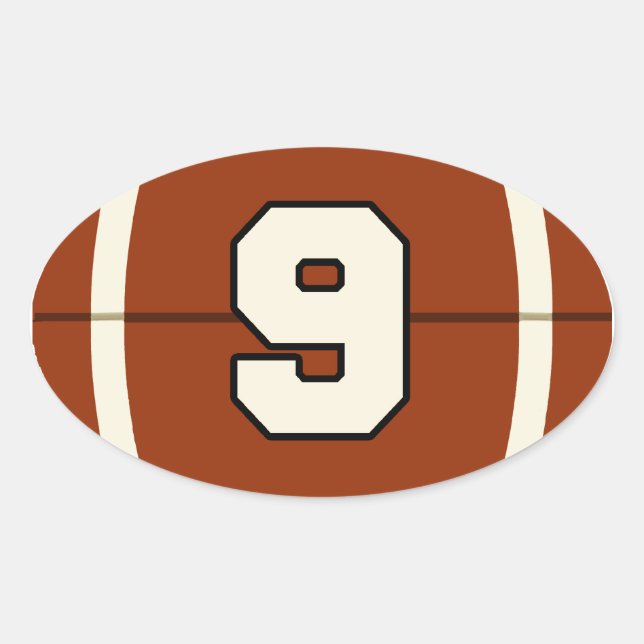 Nummer 9 Fußball-Sticker Ovaler Aufkleber (Vorderseite)