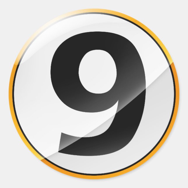 Nummer 9 Goldaufkleber Runder Aufkleber (Vorderseite)