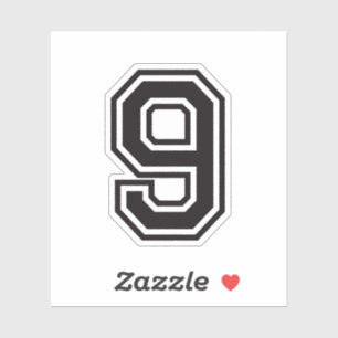 Nummer 9 Schriftart für sportliche Uni Aufkleber