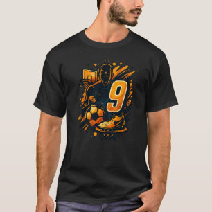 Nummer 9 T - Shirt für Sport - Fußball und Basketb