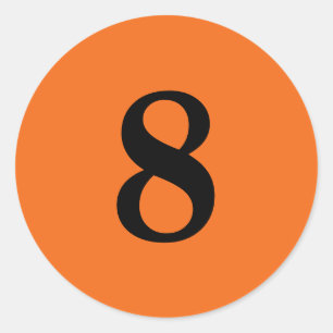 Nummer Acht Planungen einfache 8 orange schwarz Runder Aufkleber