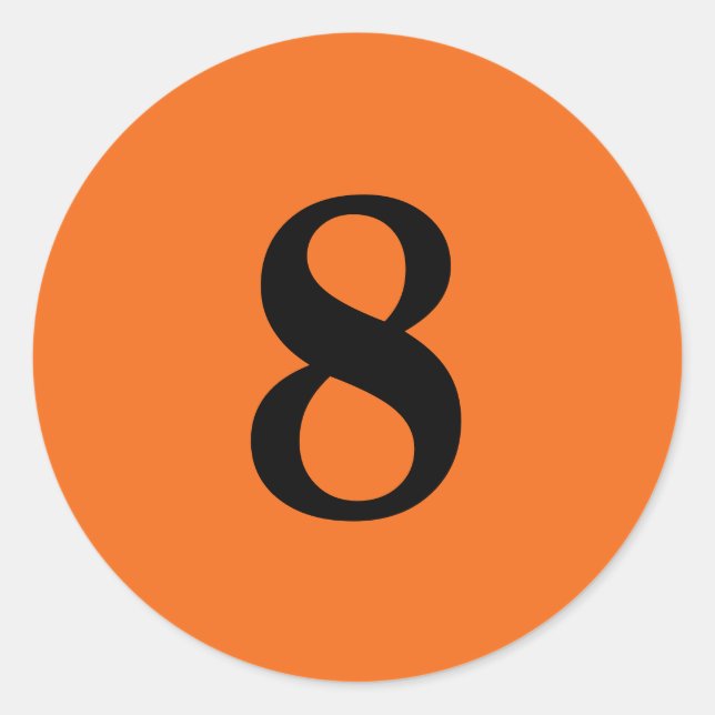 Nummer Acht Planungen einfache 8 orange schwarz Runder Aufkleber (Vorderseite)