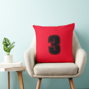Nummer Drei Rot Schwarz Home Decor Grad A Baumwoll Kissen