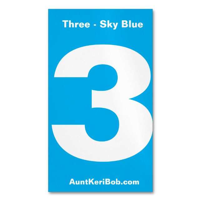Nummer drei Sky Blue Business Card Magnet (Vorderseite Vertikal)