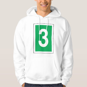 Nummer drei weiße und grüne Hoodie