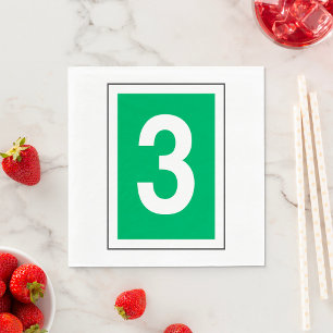 Nummer drei weiße und grüne Napkins Serviette