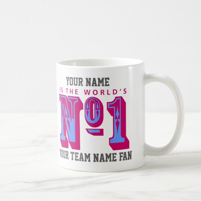 Nummer eins Fußballfan. Claret und Blau Kaffeetasse (Rechts)