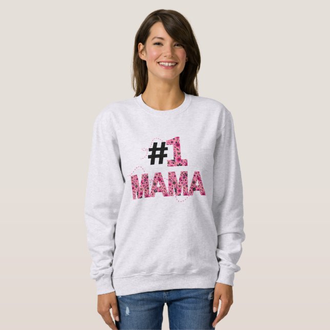 Nummer eins Mama Typografie Blumenbienen Sweatshirt (Vorne ganz)