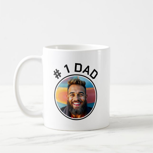 Nummer eins Vater Foto Frame Vathage Tag Kaffeetasse (Links)