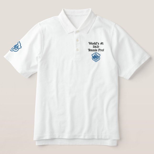 Nummer eins Vater Tennis Pro Blue Monogram (Design Vorderseite)