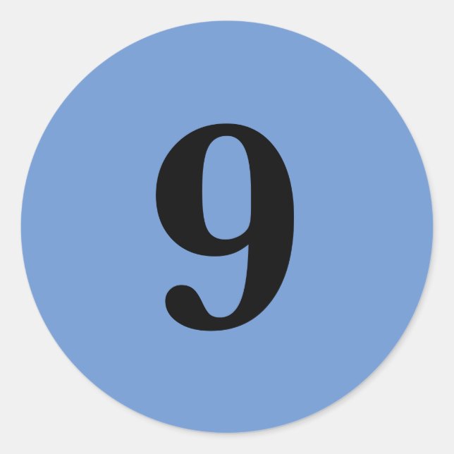 Nummer neun Planung liefert einfache 9 blaue schwa Runder Aufkleber (Vorderseite)