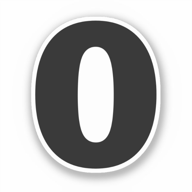 Nummer Null Schwarz und Weiß Aufkleber (Vorderseite)