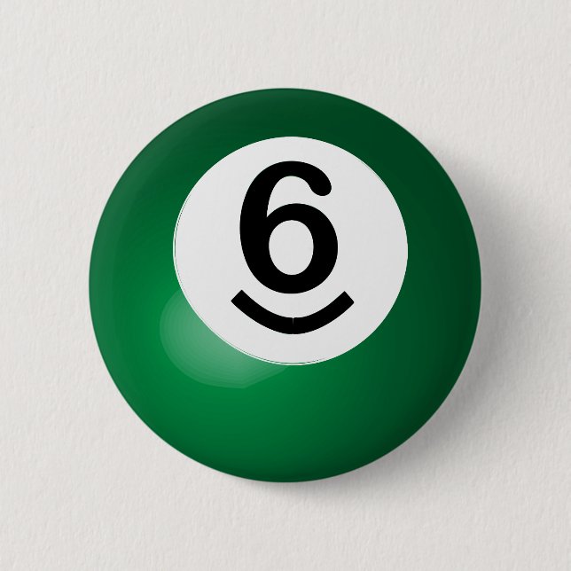 Nummer sechs grüne Pool-Schaltfläche Button (Vorderseite)
