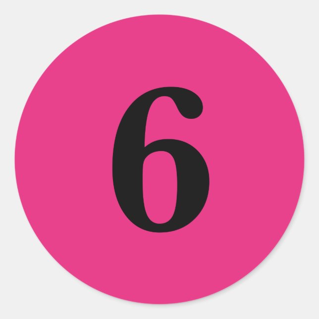 Nummer sechs Planung liefert einfache 6 rosa schwa Runder Aufkleber (Vorderseite)