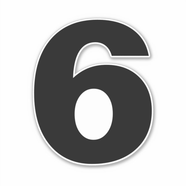 Nummer sechs Schwarz und Weiß. Nummer 6 Aufkleber (Vorderseite)