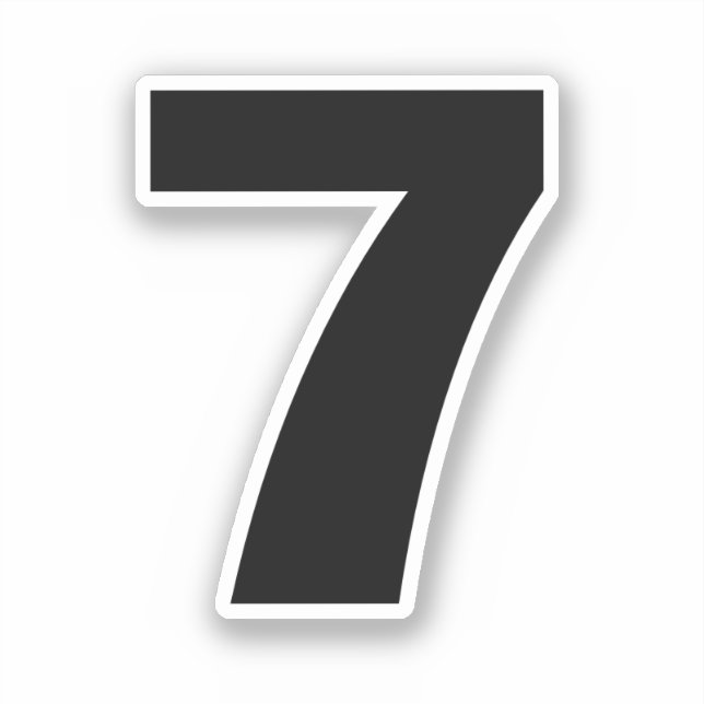Nummer Sieben Schwarzweiß-Aufkleber Aufkleber (Vorderseite)