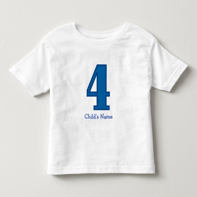 Nummer vier, Name des Kindes Kleinkind T-shirt (Vorderseite)