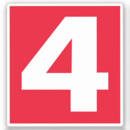 Nummer vier Rot-Weiß-Aufkleber Aufkleber