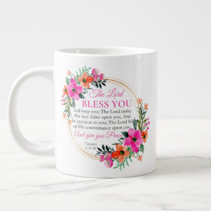 Nummern 6:24-26 Christlicher rosa Blumenkranz Jumbo-Tasse
