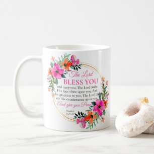 Nummern 6:24-26 Christlicher rosa Blumenkranz Kaffeetasse
